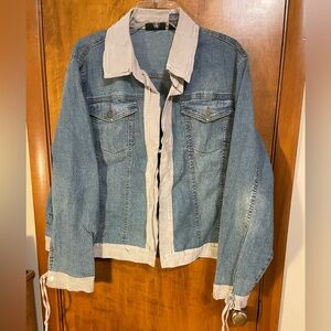 Relativity 1X Denim Jacket with Suede-Like Trim